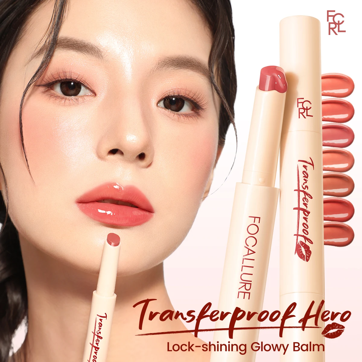 FOCALLURE Transferproof Lock-shining Glossy Lip Balm Pen Moisturizing Non-sticky Lightweight Lipstick Lip Liner Makeup Cosmetics