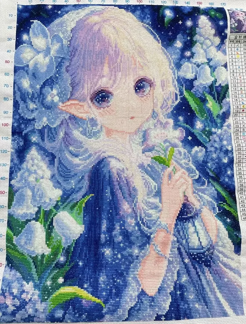 Kits imprimés féeriques de dessin animé 9ct 60x80cm, broderie au point de croix, ensemble de couture, artisanat de décoration pour la maison avec fils d'aiguilles