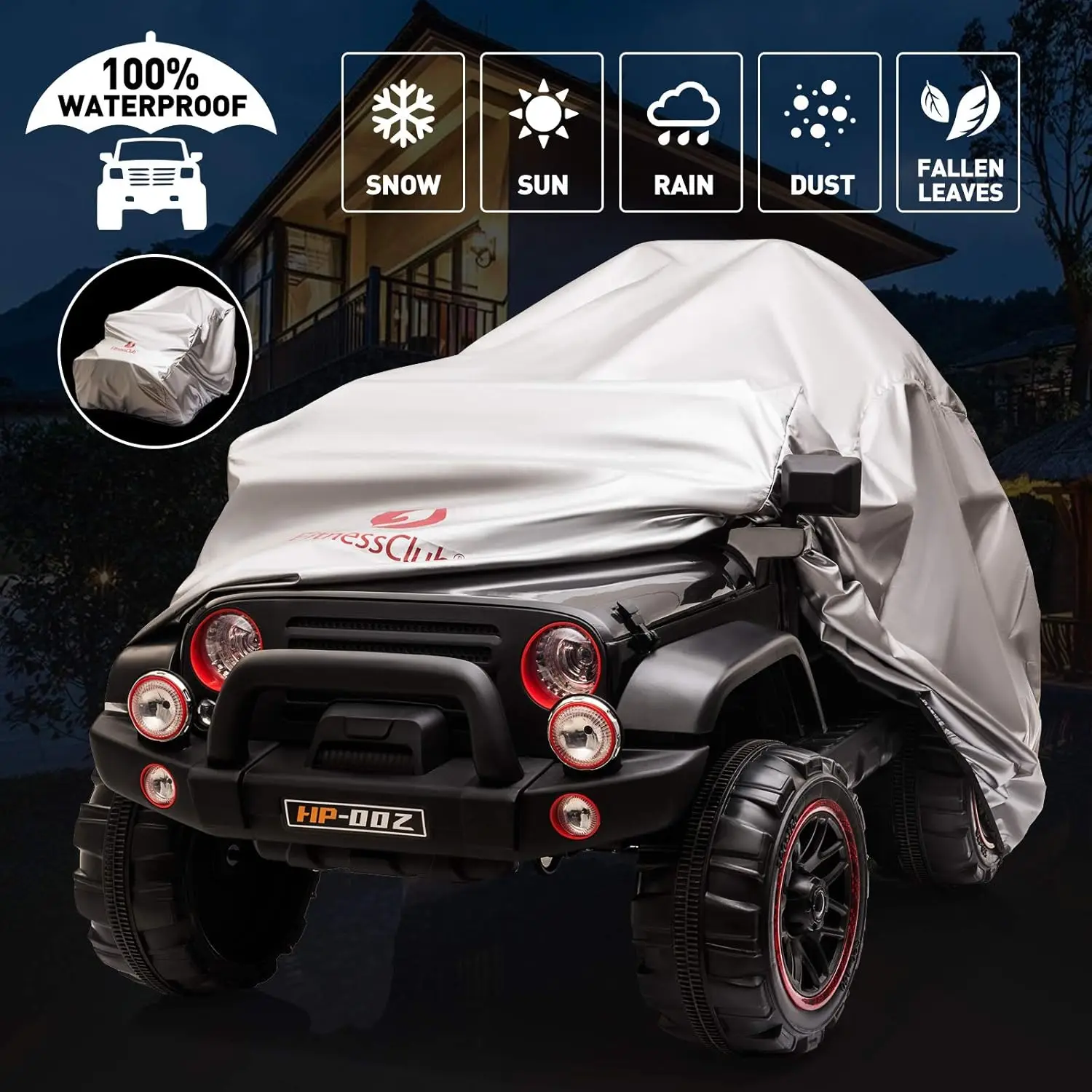 2-Seater Ride On Truck and Car Cover, 12V7AH Children's Electric Car W/Parental Remote Control, Music, LED Lights, Spring Suspen