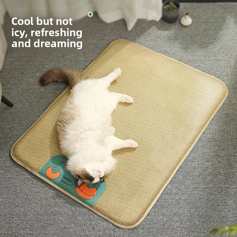 Japanese summer cat litter eco-friendly rattan dog bed removable cooling pad medium pet corgi
