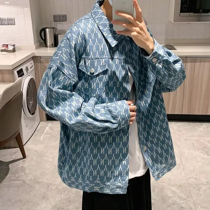 

New Men's Casual Loose irt Spring Faionable Versatile Outerwear Stand Fit Long Sve Reflective Night View Summer irt