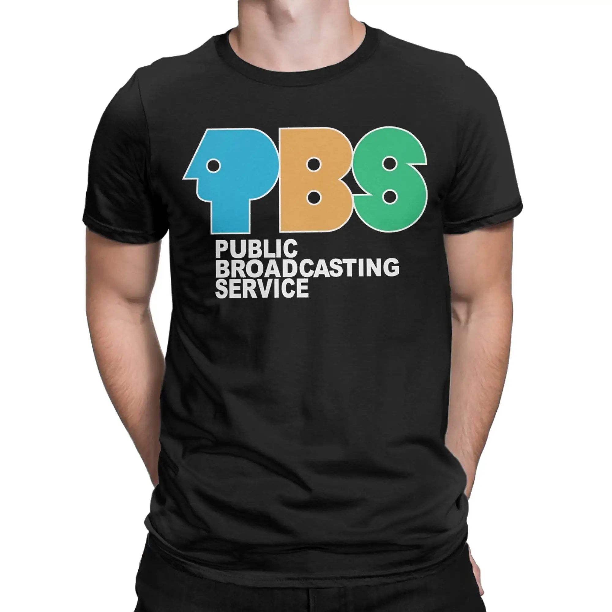 PBS Logo T-Shirt  Trendy Cool T Shirts Short Sleeve Classic Tops Summer 100 Cotton Crew Neck Oversize Clothes