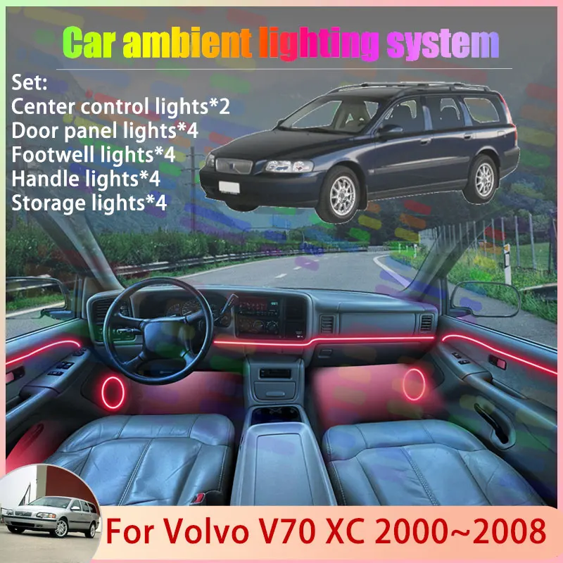 

For Volvo V70 XC MK2 2th 2000~2008 Cross Country 2/18 in 1 Car Atmosphere Light Lamp RGB Shade Ensemble Streamer Atmosphere Set
