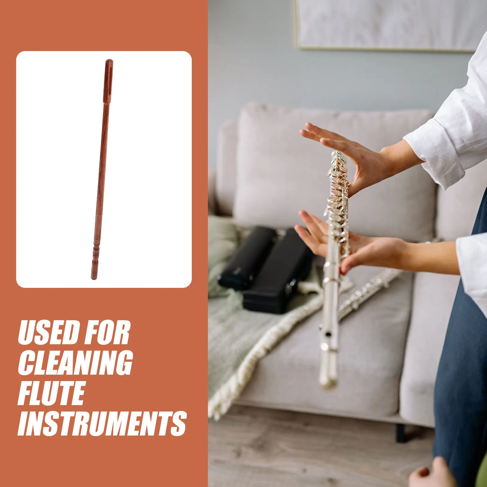 

Flute Rod Sturdy Wooden Tool Smooth Surface Scratch Resistant Piccolo Cleaning Stick Wind Instrument Maintenance Accessories