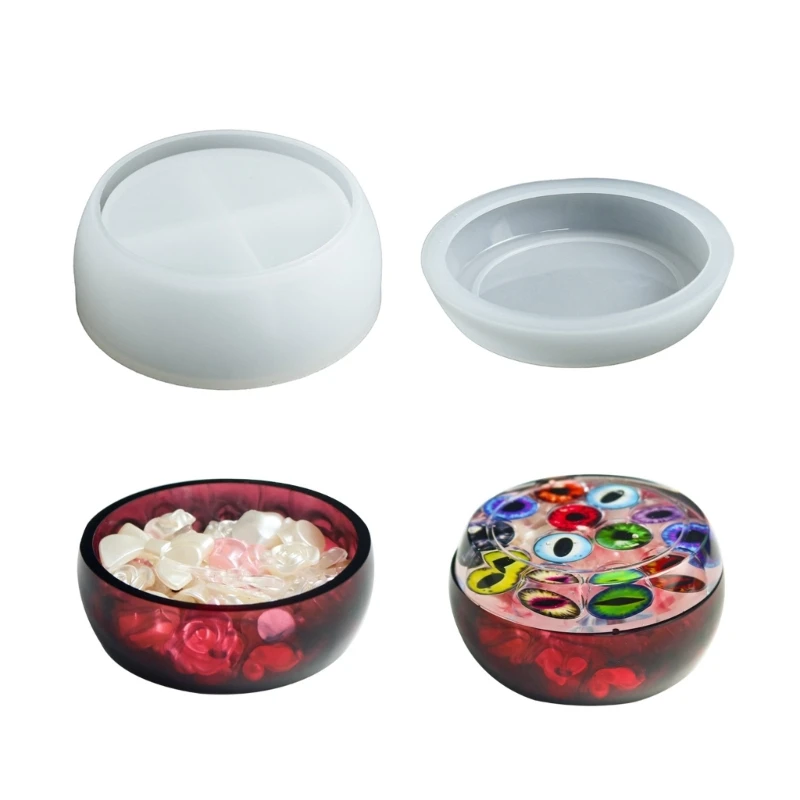 DIY Crystal Epoxy Resin Mold Cut Round Storage Box Jar Silicone Mould Jewelry Box Candle Holder Molds Home Decorations