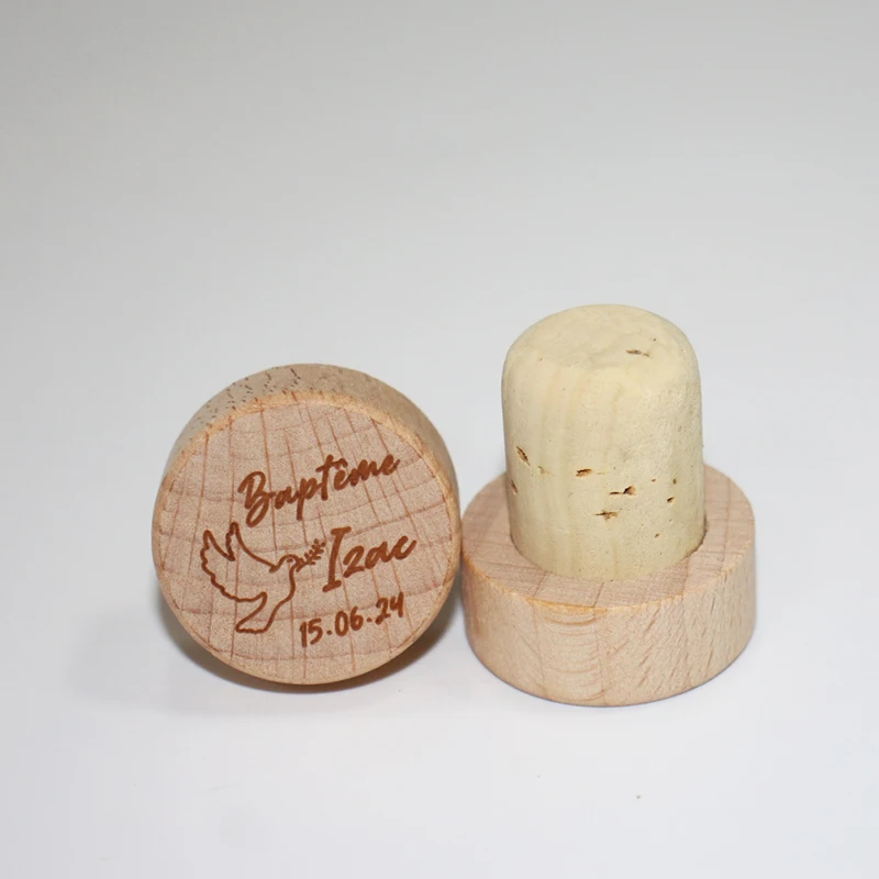 Customized Wood Wine Stopper， Bridal Baptism Gift， Personalized Engraved Cork Bottle Toppers， Party Favors， Gift For Guests