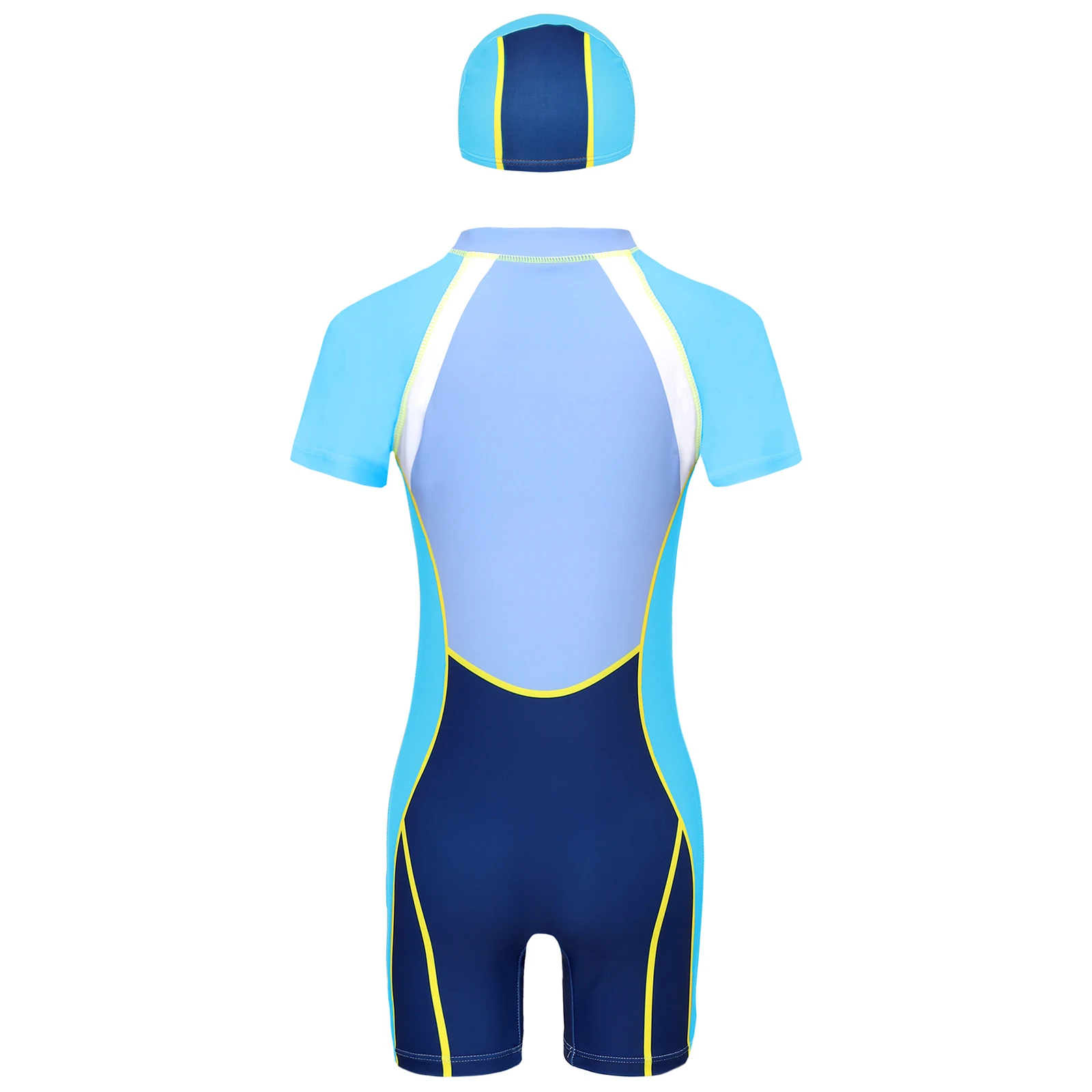 Bambini ragazzi UPF 50 + Rash Guard costume intero manica corta costumi da bagno surf immersioni costume da bagno Beachwear con cappello per la festa