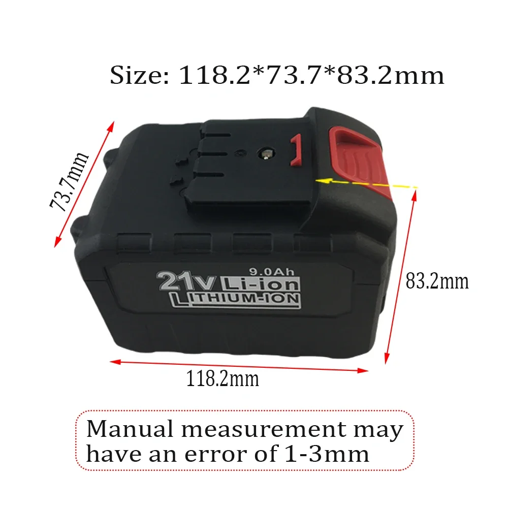 Li-ion Bateria para Quanhou Ferramenta Chave Elétrica, Especializada Máquina de Canhão de Ar Bateria, Angle Grinder, 21V, 9.0Ah