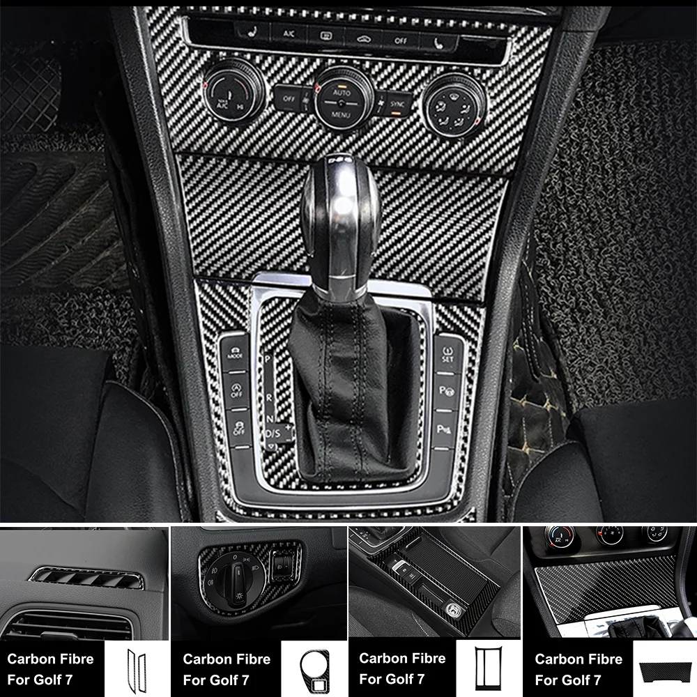 

For VW Golf 7 GTI R GTE GTD MK7 2013-2019 Carbon Fiber Decor Accessories Car Transmission Shift Panel Headlight Frame Decor