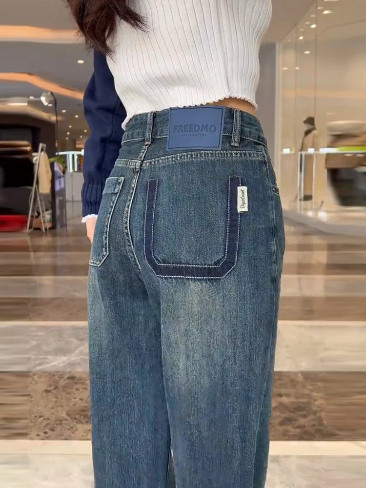 

Женские джинсы с высокой талией, прямые, на флисовой подкладке, осенне-зимние, новые, утягивающие, широкие брюки, цвет цементный серый