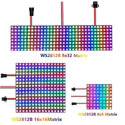 Módulo LED RGB WS2812B de 5V, 8x8, 16x16, 8x32, Panel de luz Digital Flexible direccionable individualmente, WS2812, matriz de pantalla publicitaria