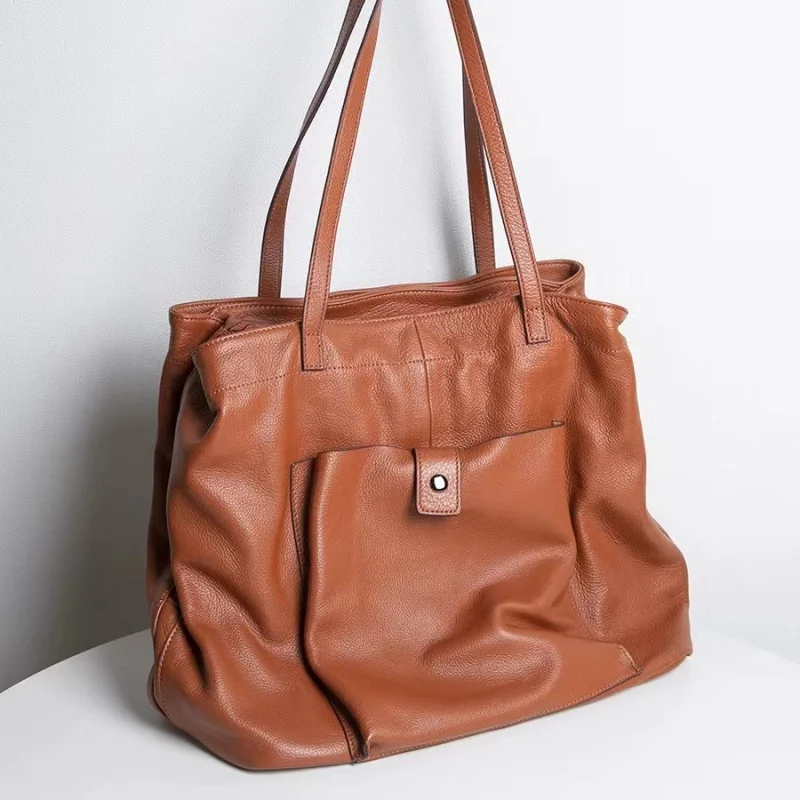 

Ladies Large Handbags Tote For Women Multi-pocket Portable Shoulder Bag 100% Soft Genuine Leather Daily Work Office Hand Bags