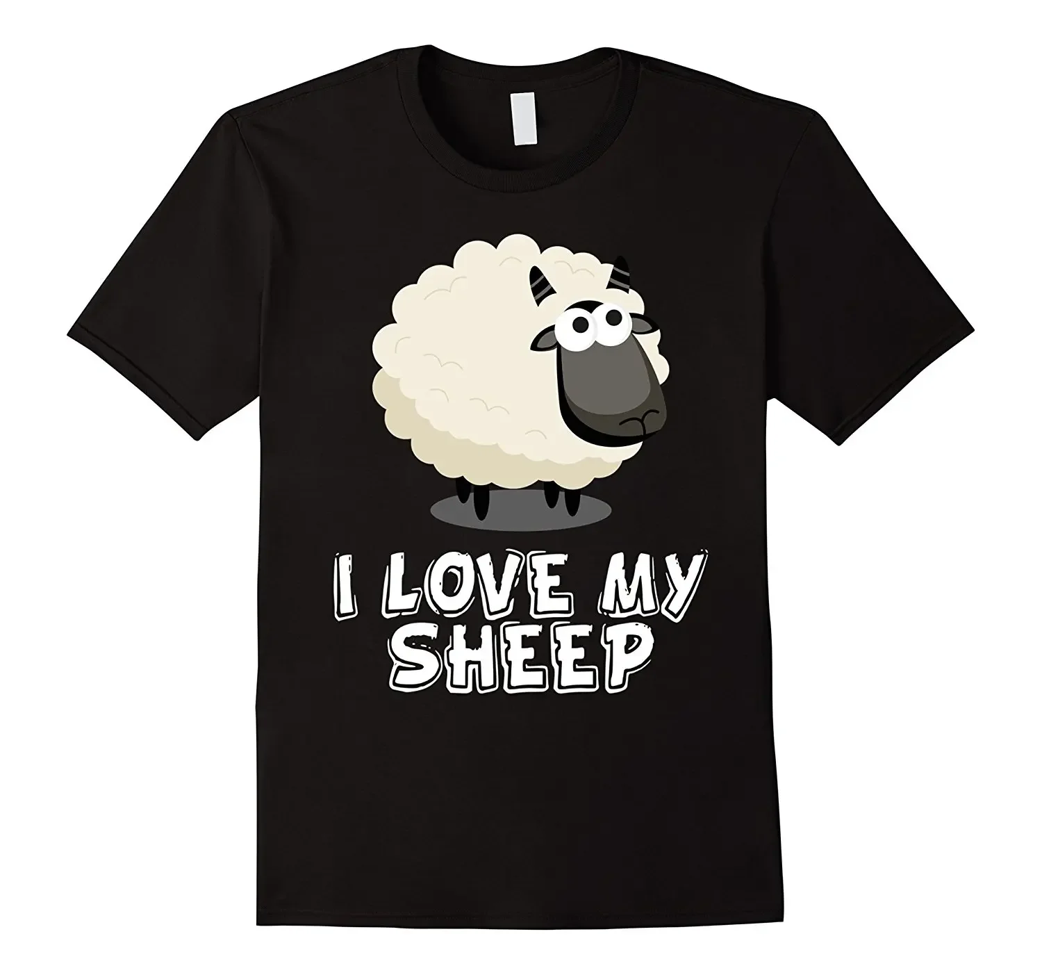 

I Love My Sheep. Cute Cartoon Lamb Printed T-Shirt 100% Cotton O-Neck Short Sleeve Summer Casual Mens T-shirt Streetwear