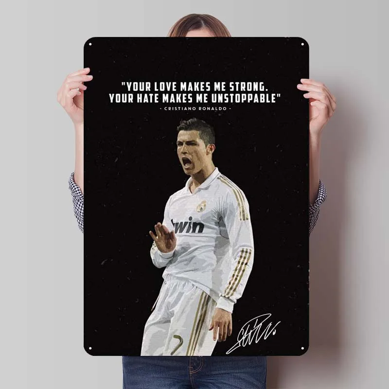 Cristiano Ronaldo Metal Poster Sports Tinplate Sign Home Interior Decoration Living Room Vintage Room Decor Men Wall Art Mural