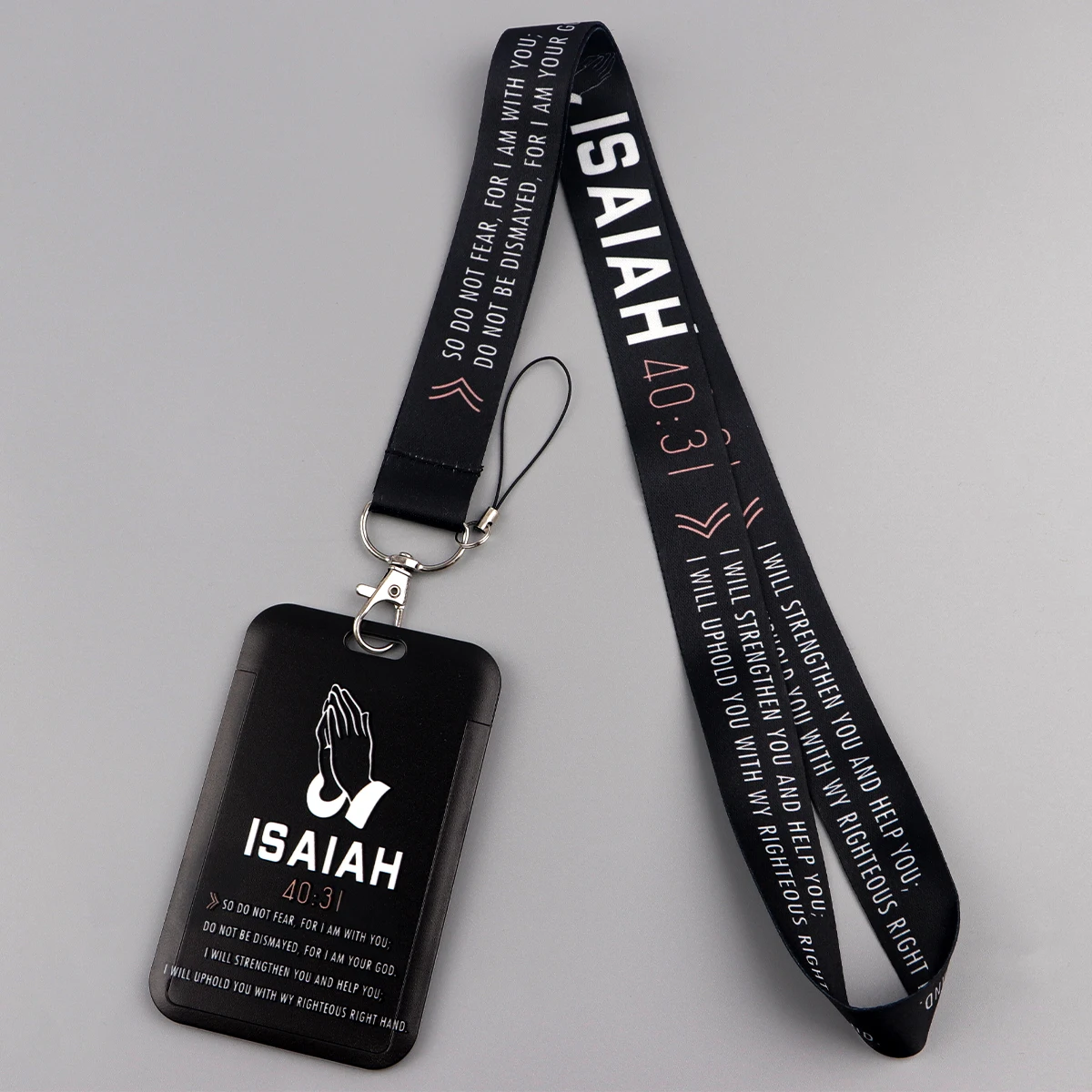 Black Slogan Quotes Lanyard For Keys ID Card Cover Badge Holder Business Phone Key Lanyard Neck Straps Keychain Rope Accessories