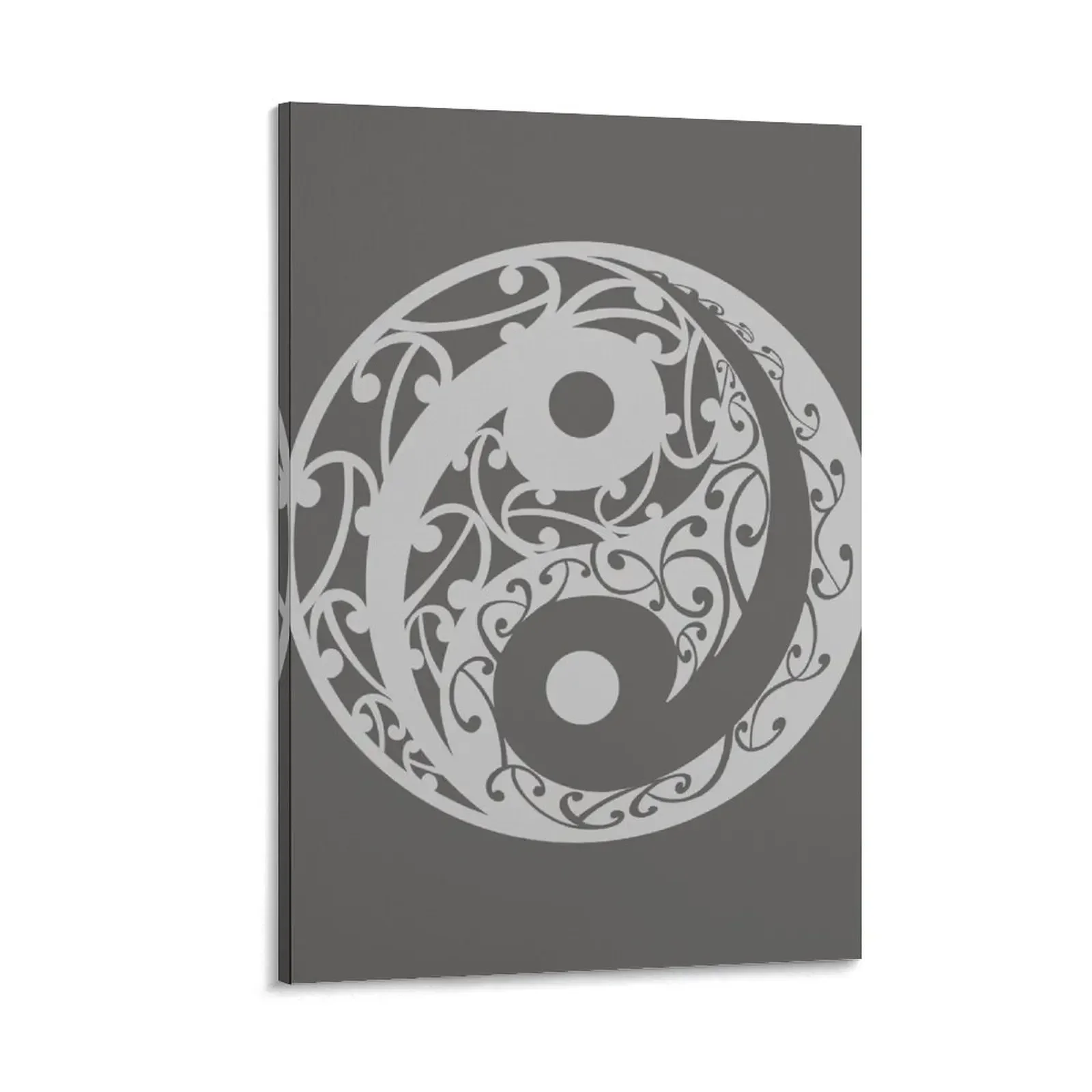 

Yin and Yang in a Koru Pattern in silver or a light grey colour Canvas Painting Decorative picture room decorations