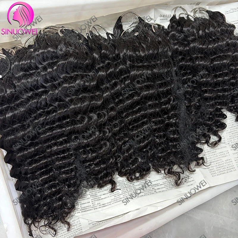 Deep Wave Crochet Human Hair Bundles Boho Braid Hair 100% Remy Pre-Separated Feather Invisible Crochet Hair Extensions For Women image 5