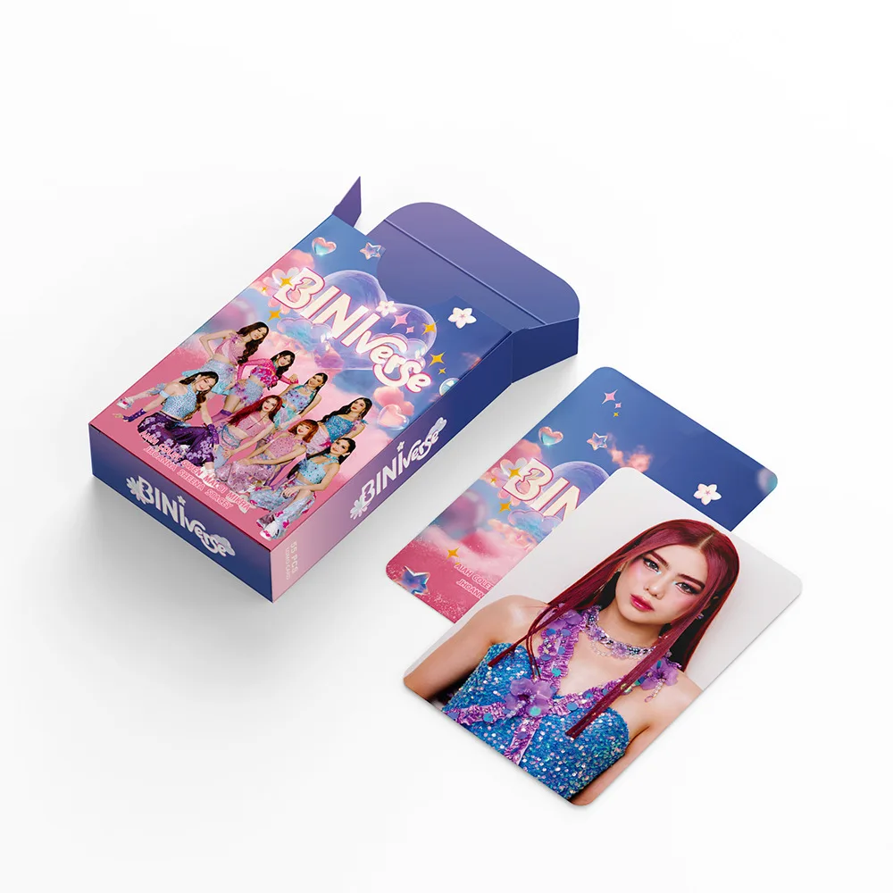 55pcs/Set Kpop BINI Boxed Card High Quality HD Photo Double Sides Printing Korean Style LOMO Card Mikha Colet Fans Collection