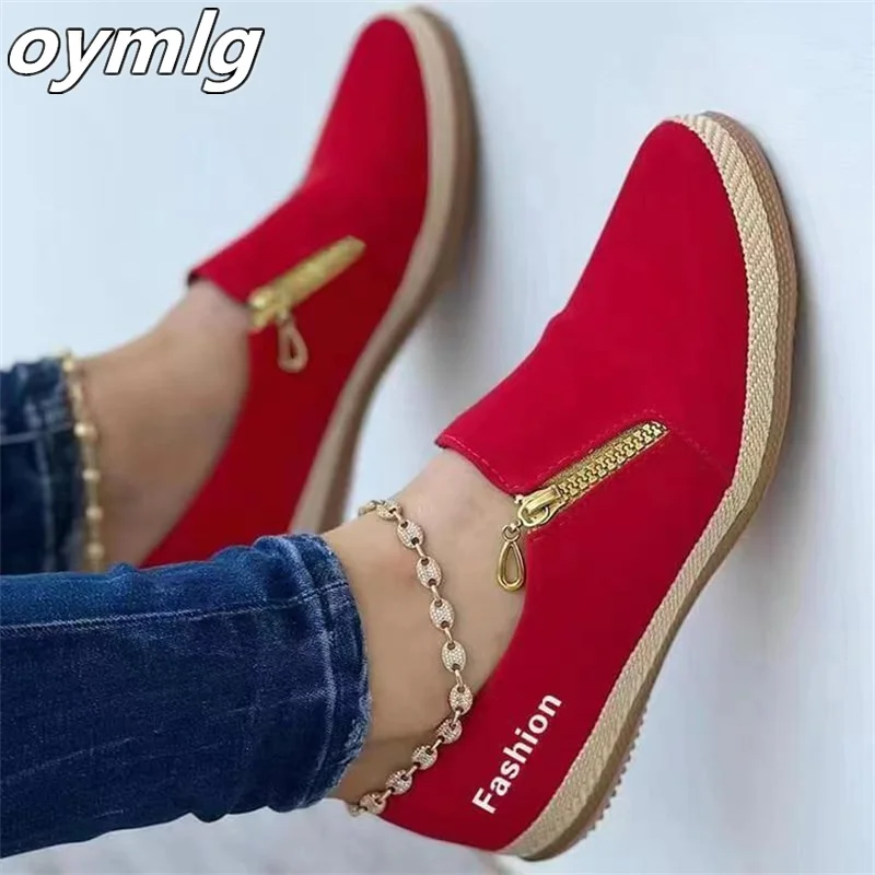 Large side zipper casual single shoes for women 2023 Spring and Autumn New One Step Lazy Shoes Low top single shoes for women