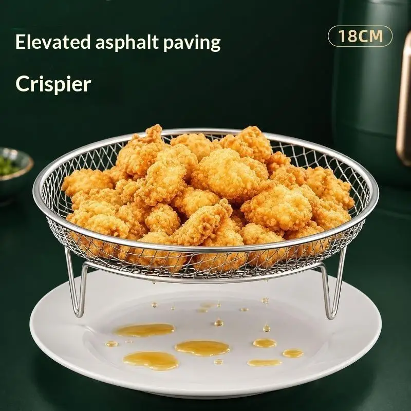 【CC】Home Stainless Steel Air Fryer Grill Rack No Flipping Required Easy To Clean Filters For Draining Water And Oil