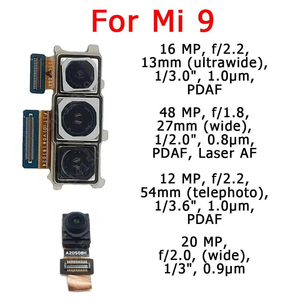 Front and Rear Back Camera For Xiaomi Mi 9 Mi9 SE Lite 9SE Main Facing Camera Module Flex Cable Replacement Spare Parts