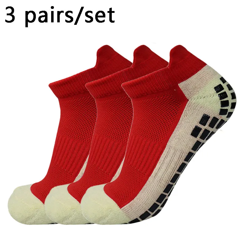 3 paia nuovi calzini da calcio da donna da uomo calzini da calcio con impugnatura antiscivolo in Silicone sportivo corto calcetines hombre futbol