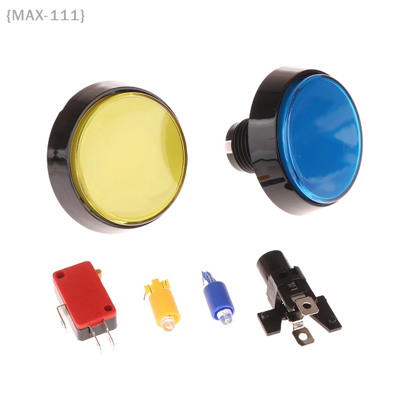 {MAX-111} 5 colores 60mm botón Arcade redondo DC 12V LED botón Micro interruptor de 2 pines interruptor de reinicio automático para gabinete Arcade