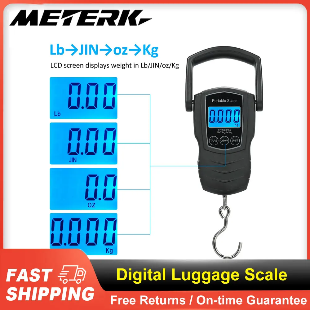 75Kg/165Lb Digital Luggage Scale with 1.5M Measuring Tape Suitcase Scale Can Kg/Lb/Jin/Oz 4 Units Switched Luggage Weight Scale