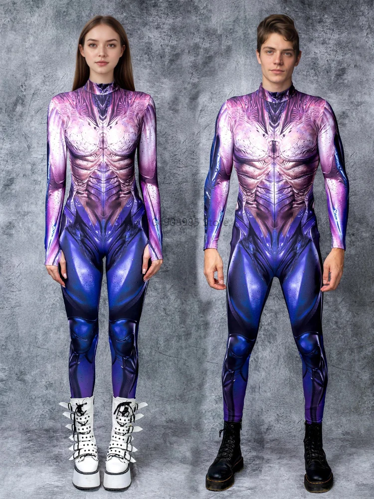 

Women's Stylish Alien Print BodySuit New Halloween Unique Cosplay Jumpsuit Colorful 3D Printing Carnival Party Rave Outfits