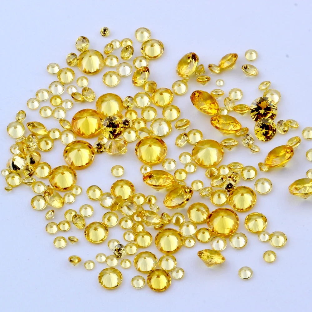 100pcs 1mm-4mm 5A And Mixed Sizes Round Beads Cut CZ Stone Brilliant Gold Color Cubic Zirconia Synthetic Gems stone