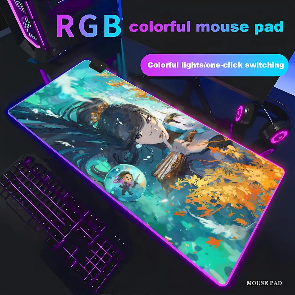 

HYBXAXC Valorant Sage Hot Game Mouse Pad Animation Games RGB Mouse Pad HD Gamer Large LED Light PC Computer pad Non-slip Decor