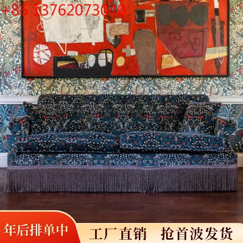 Xx American retro solid wood sofa small apartment living room household three-person leisure sofa