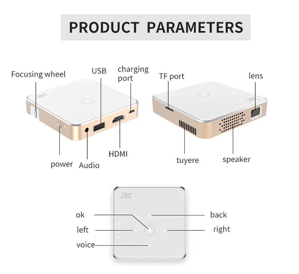 YUNDOO-Projetor LED Portátil para Home Theater, Smart Beamer, 1080P, Android, WiFi, Suporte 4K, Lcd