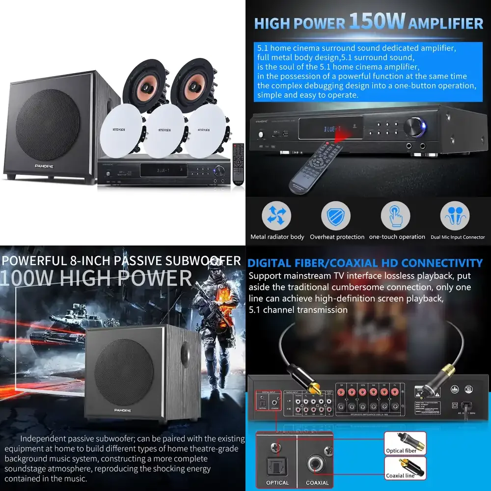 5.1 Home Theater Ceiling Speaker Set Living Room Embedded Background Music Combined Amplifier Speaker System