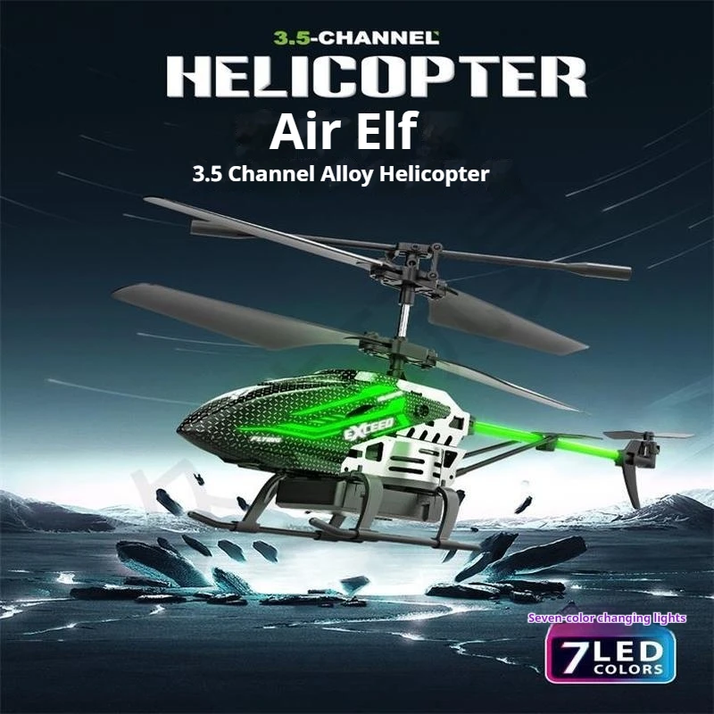 Remote Control Helicopter 3.5 Channel Alloy Fall Resistant Altitude Hold Led Lights Indoor Outdoor One-Click Takeoff And Landing