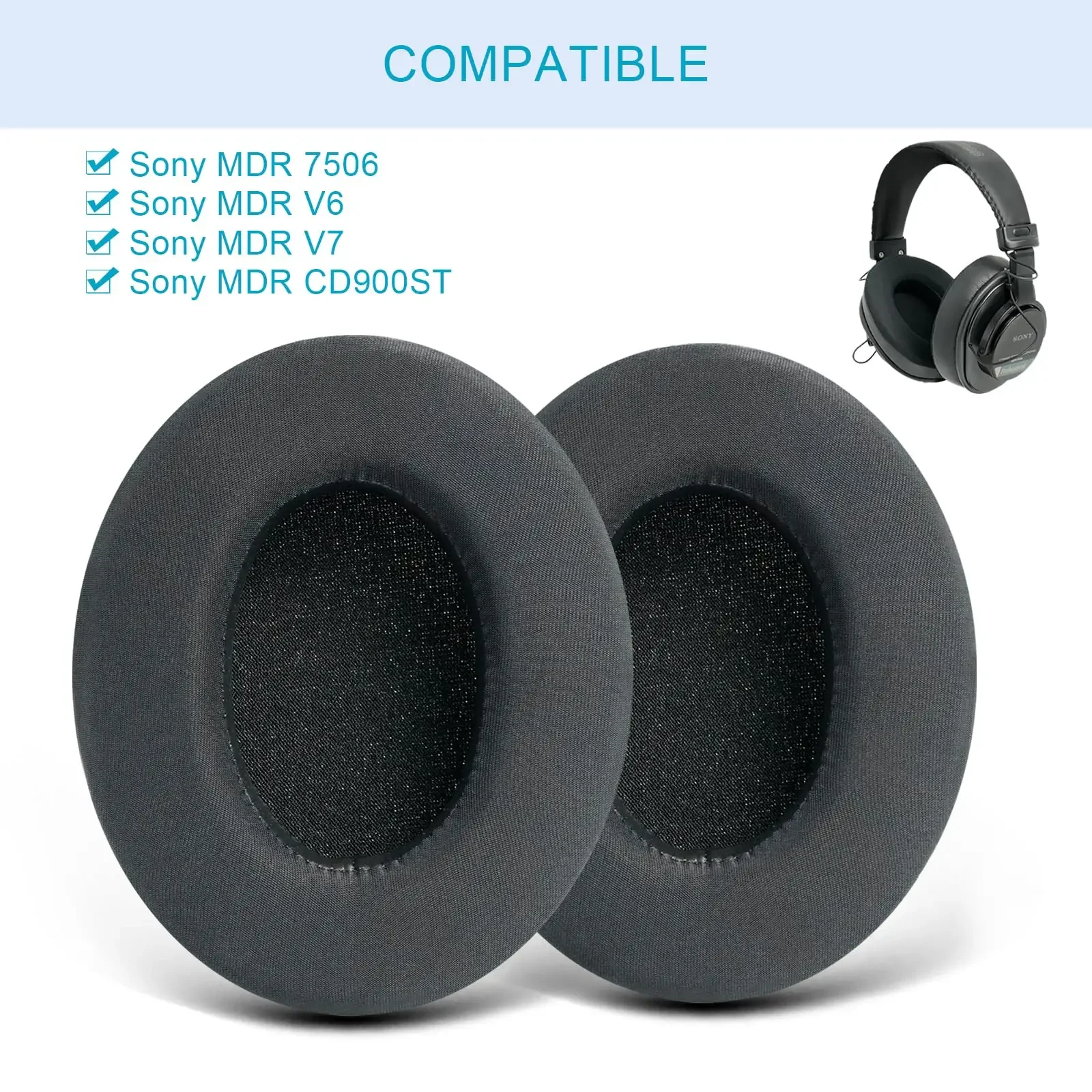 

Replacement Protein Leather Ear Pads Cushion Cover Earpads for Sony 7506/MDR-V6/MDR-V7/MDR-CD900ST Monitor Headset