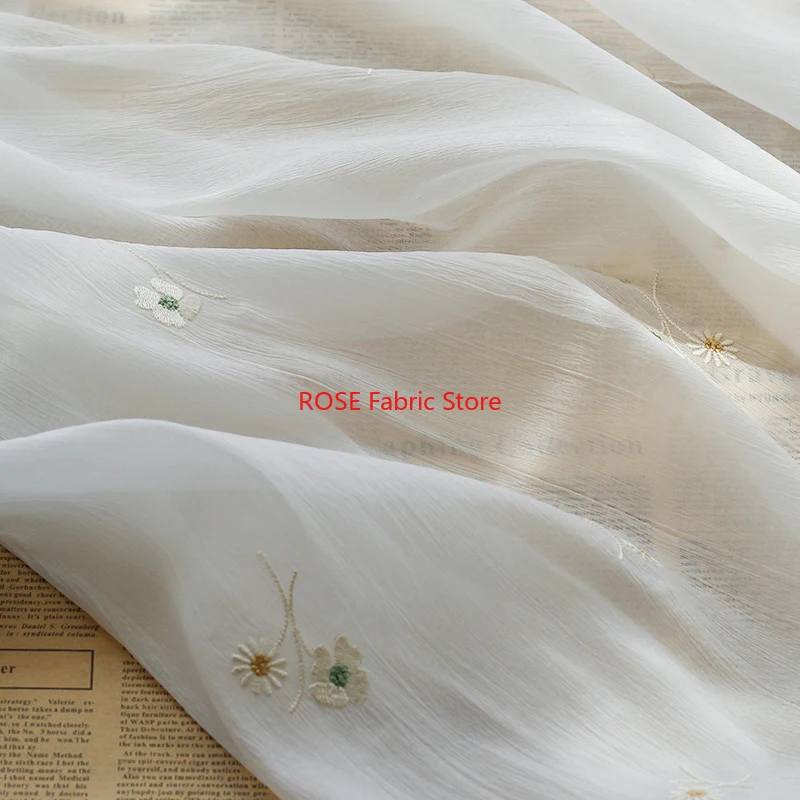 Tessuto morbido tulle ricamato a fiori per abiti superiori, camicie, abiti per bambini, abiti da sposa, cucito fai da te, abiti primaverili estivi