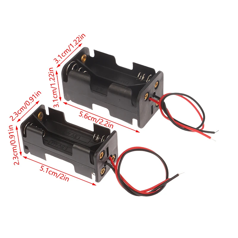 2Pcs AA/AAA Battery Holder 6V For 4 X AA Batteries Black Plastic Storage Box AAA Battery Case Dual Layers With Wire Lead image 6