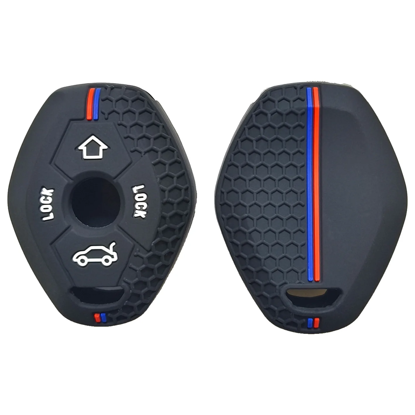 Applicable to BMW Old Models X3, X5, Z3, Z5 Series E38, E46, E39, E83 - Straight Beaded Silicone Keycase (Two-tone Edition)