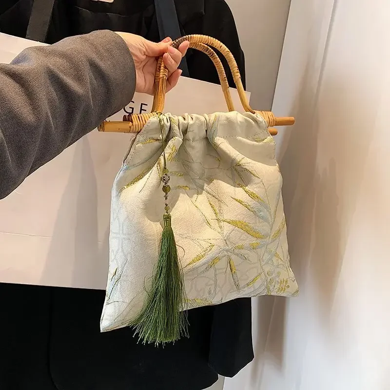 Bamboo Leaf Jacquard Hanfu Accessory  Bag Women New Chinese National Retro Style Women Cheongsam Bamboo Joint Daily Handbag