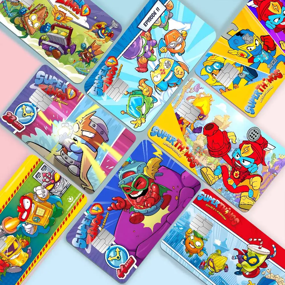 Cute Cartoon Super Zings Anime Spend or Save Funny Shell On Off Ultra Thin No Fade Sticker Skin Cover Film for Debit Credit Card