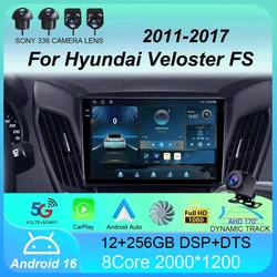 Android 16 Car Radio Carplay For Hyundai Veloster FS 2011 - 2017 Navigation Multimedia Player Stereo WiFi+4G BT DVD 360 Canera