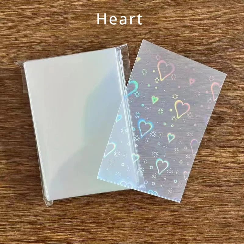 50Pcs Korean Style Laser Glitter Heart & Star Card Sleeve Film K-pop Idol 3-Inch Photocard Holder for Polaroid Trading Cards
