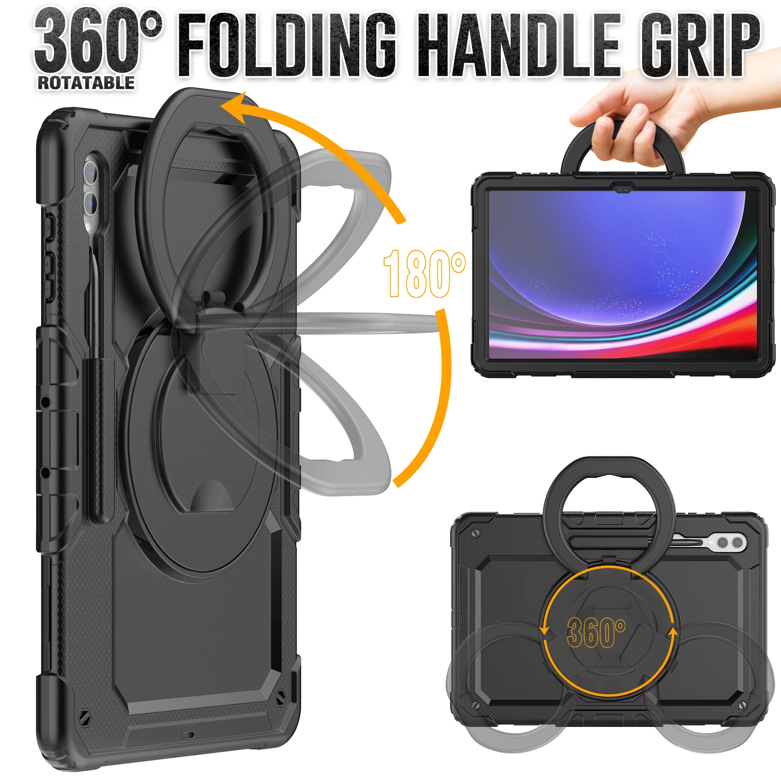 360°Rotating For Samsung TAB S10 Ultra 14.6Inch SM-X920 2024 S9 Ultra 14.6 Inch SM-X910 S8 Ultra 14.6 SM-X900 Cover with strap