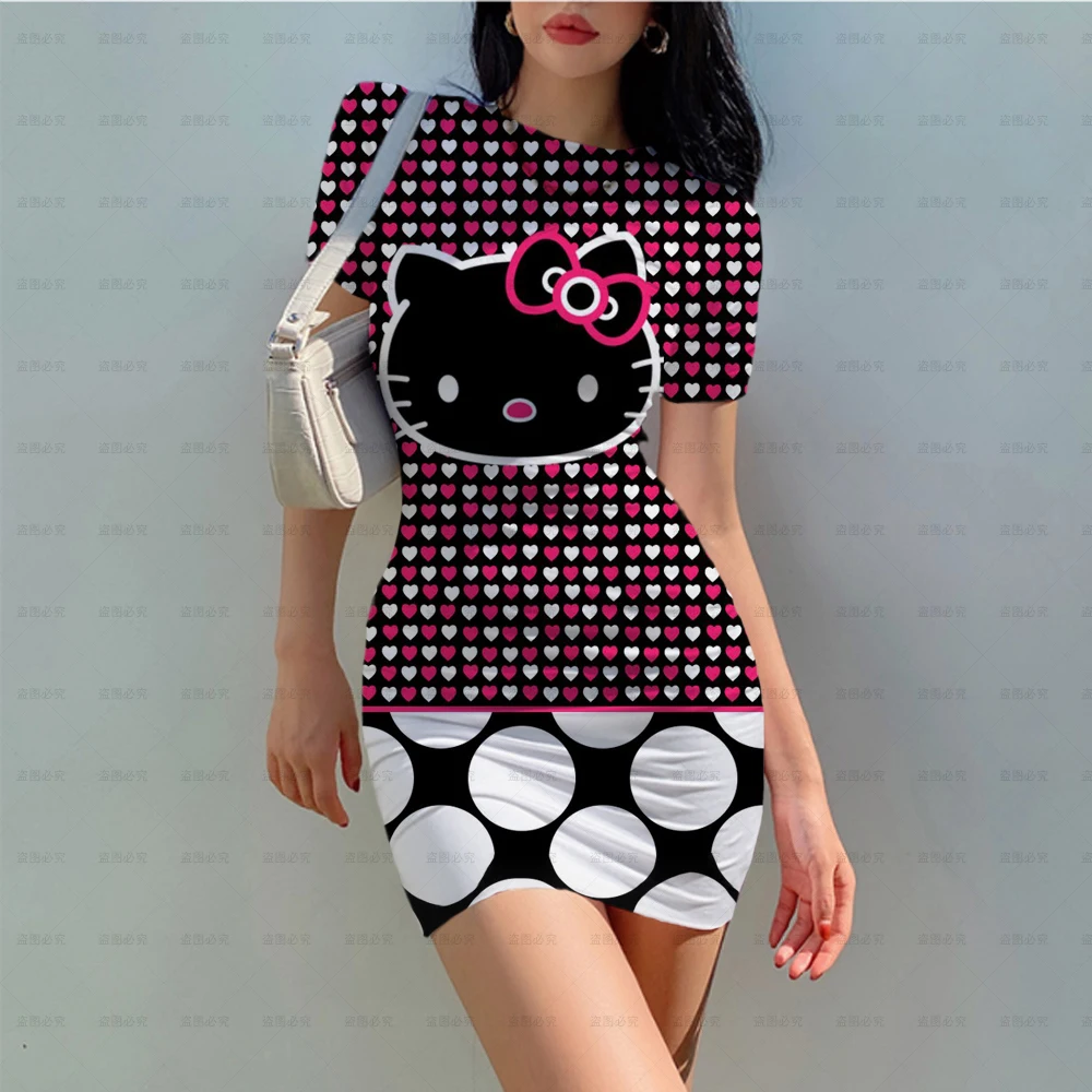 Strand Uitje Disney Jurk Hello Kitty Zomerjurken Voor Vrouwen 2024 Rokken Vrouw Mode 2024 Boho Kleding Casual Damesjurk