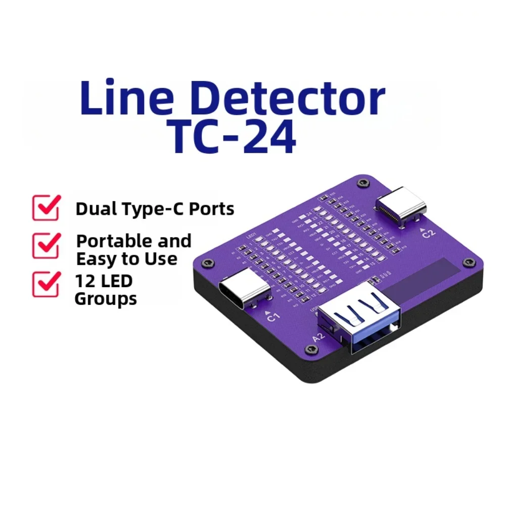 

Type-C Cable Tester TC-24 Featuring Dual End For testing and 12 LED Indicators to Diagnose Cable Faults in USB-C Data Cables