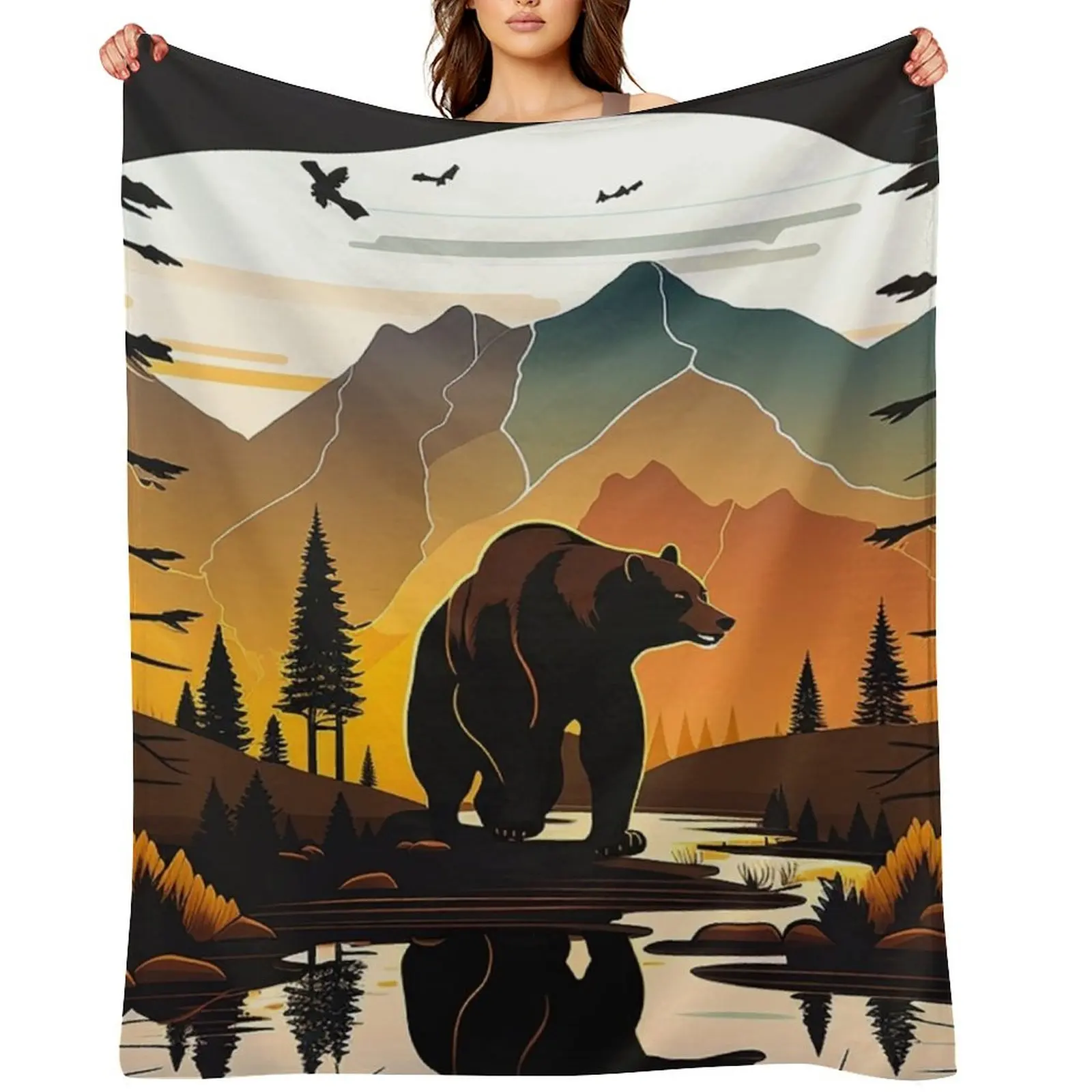 

Bear and mountains Throw Blanket Soft Beds christmas decoration wednesday Cute Blankets