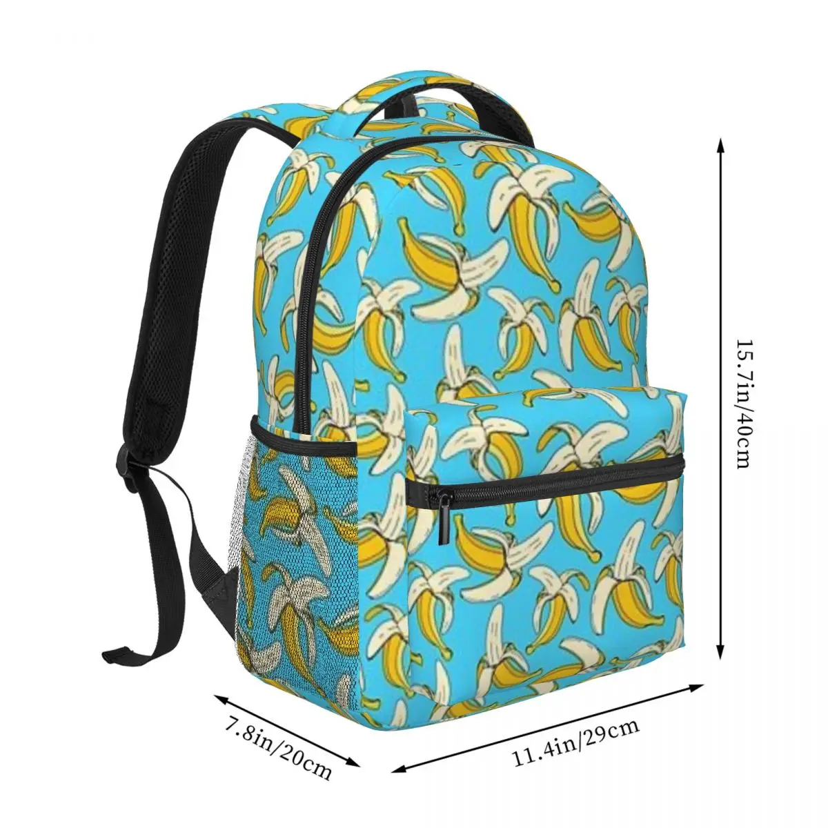 Bananas On Aqua Blue Food Themed Pattern Backpacks Boys Girls Bookbag Casual Children School Bags Laptop Rucksack Shoulder Bag