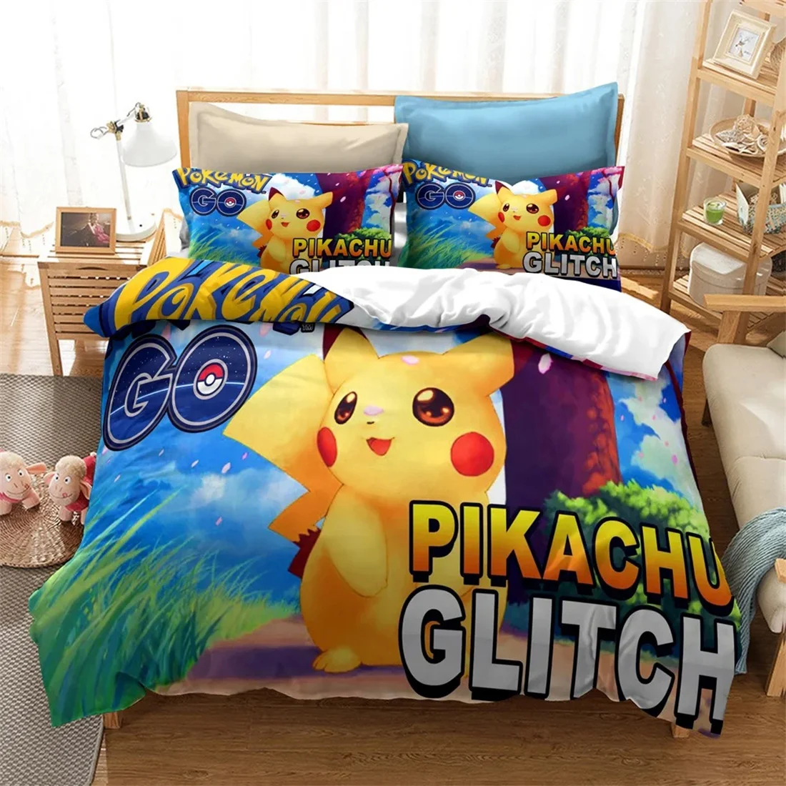 

Pokemon Duvet Cover for Kids Boys Cute Cartoon Printed Bedding Set Pikachu Twin King Size Covers Printed 100% Polyester