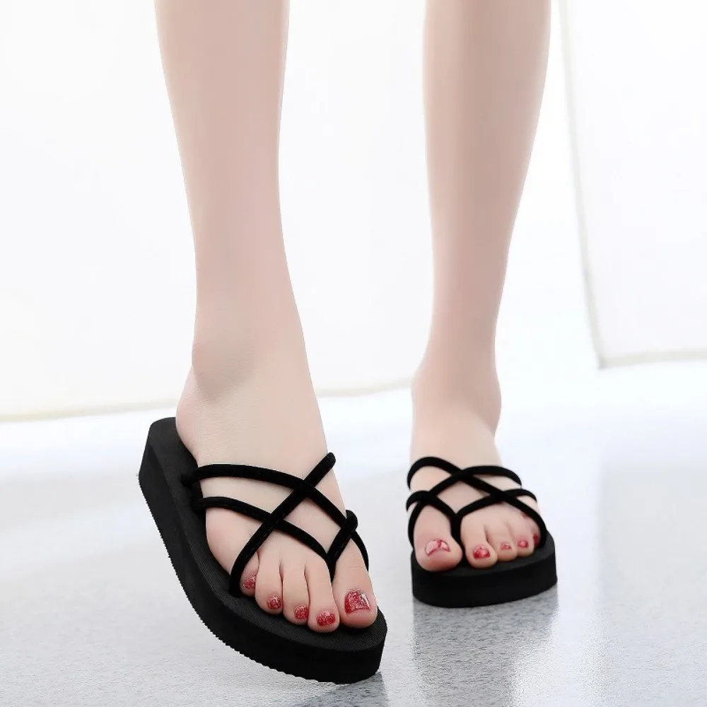 Summer Women\'s Slippers Fashion Platform Wedge Sandals Outdoor Leisure Flip Flops Travel Beach Slippers High Heel Women Slides